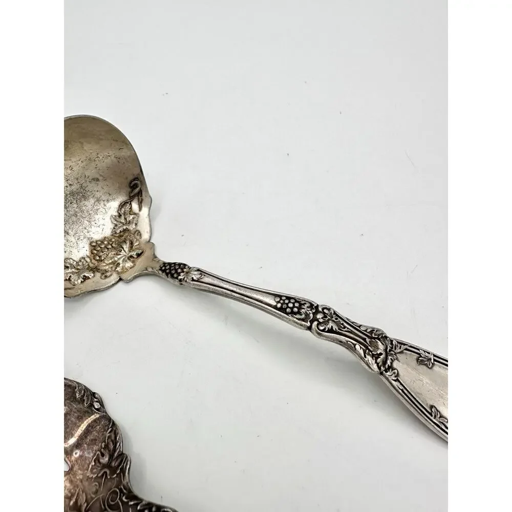 1881 Rogers A1 Silver Plate La Vigne Grapes Soup Gravy Ladle & Meat Fork 8.25”